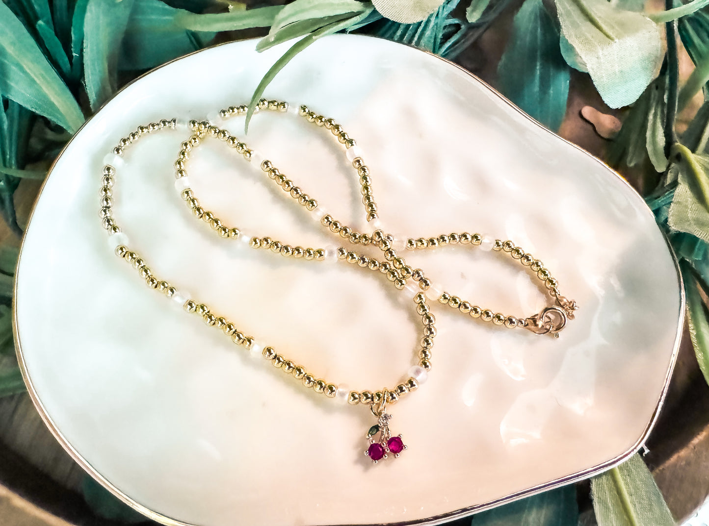 Gold filled cherry necklace