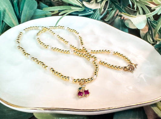 Gold filled cherry necklace