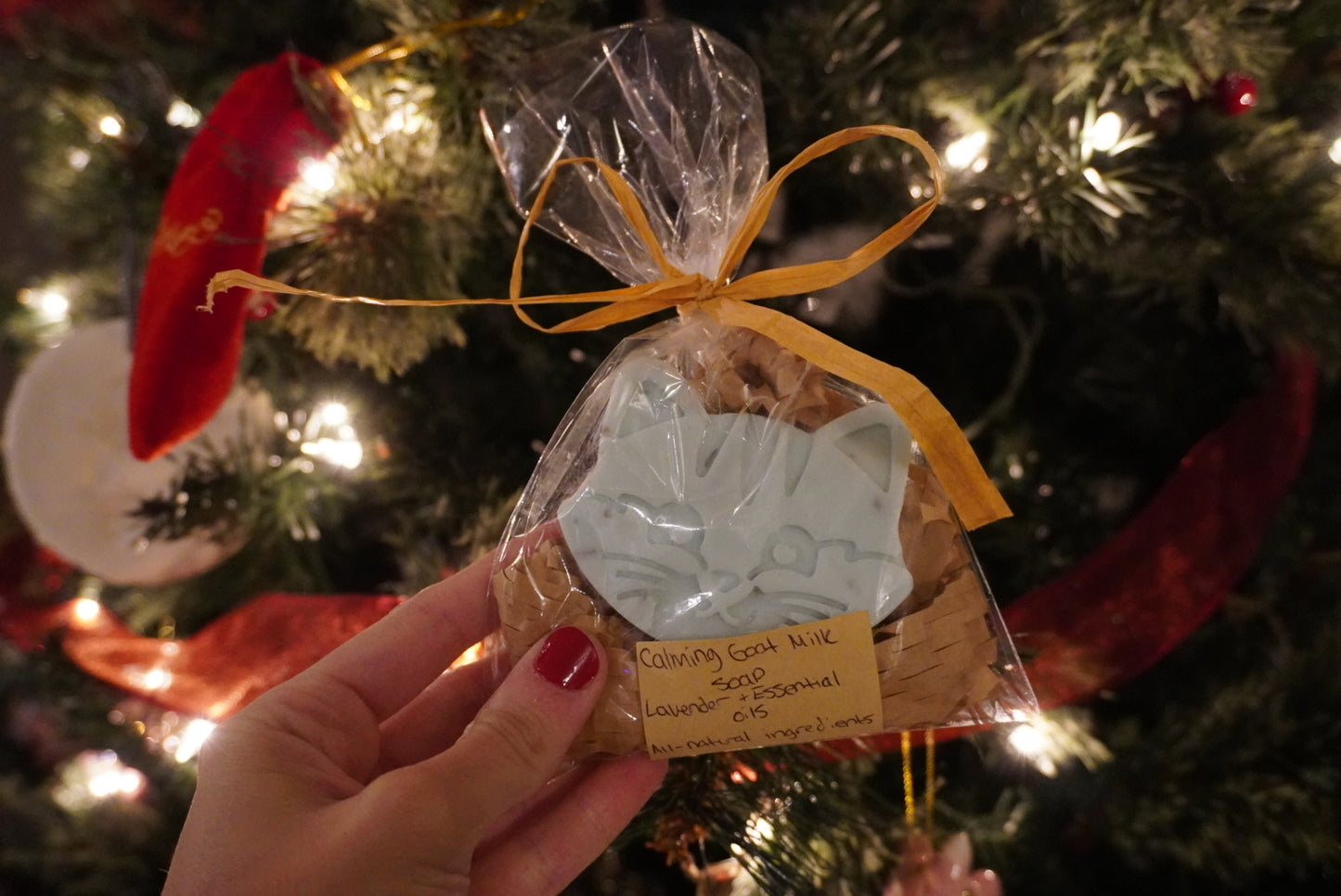 Light Blue Lavender Cat Shape Calming Goat Milk Soap