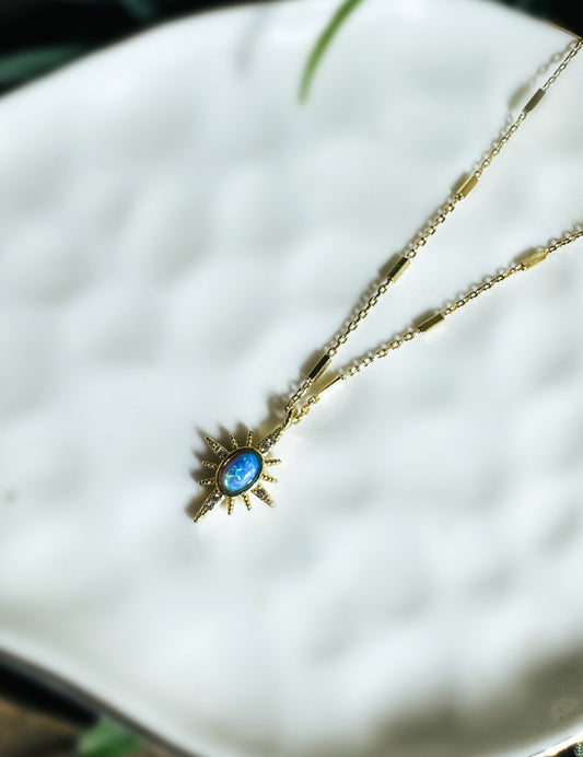 Opalline Sunburst Necklace - Azure