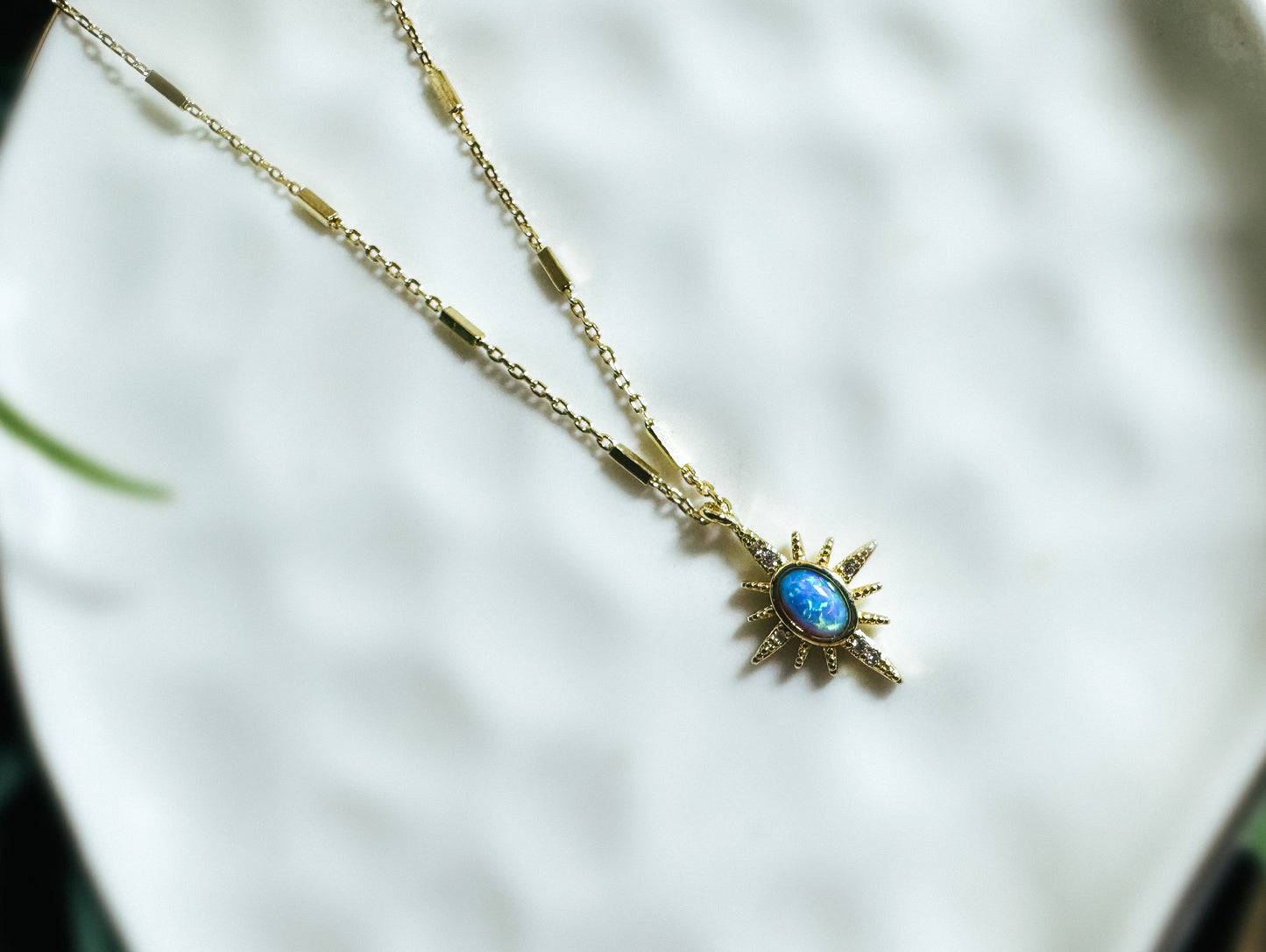 Opalline Sunburst Necklace - Azure