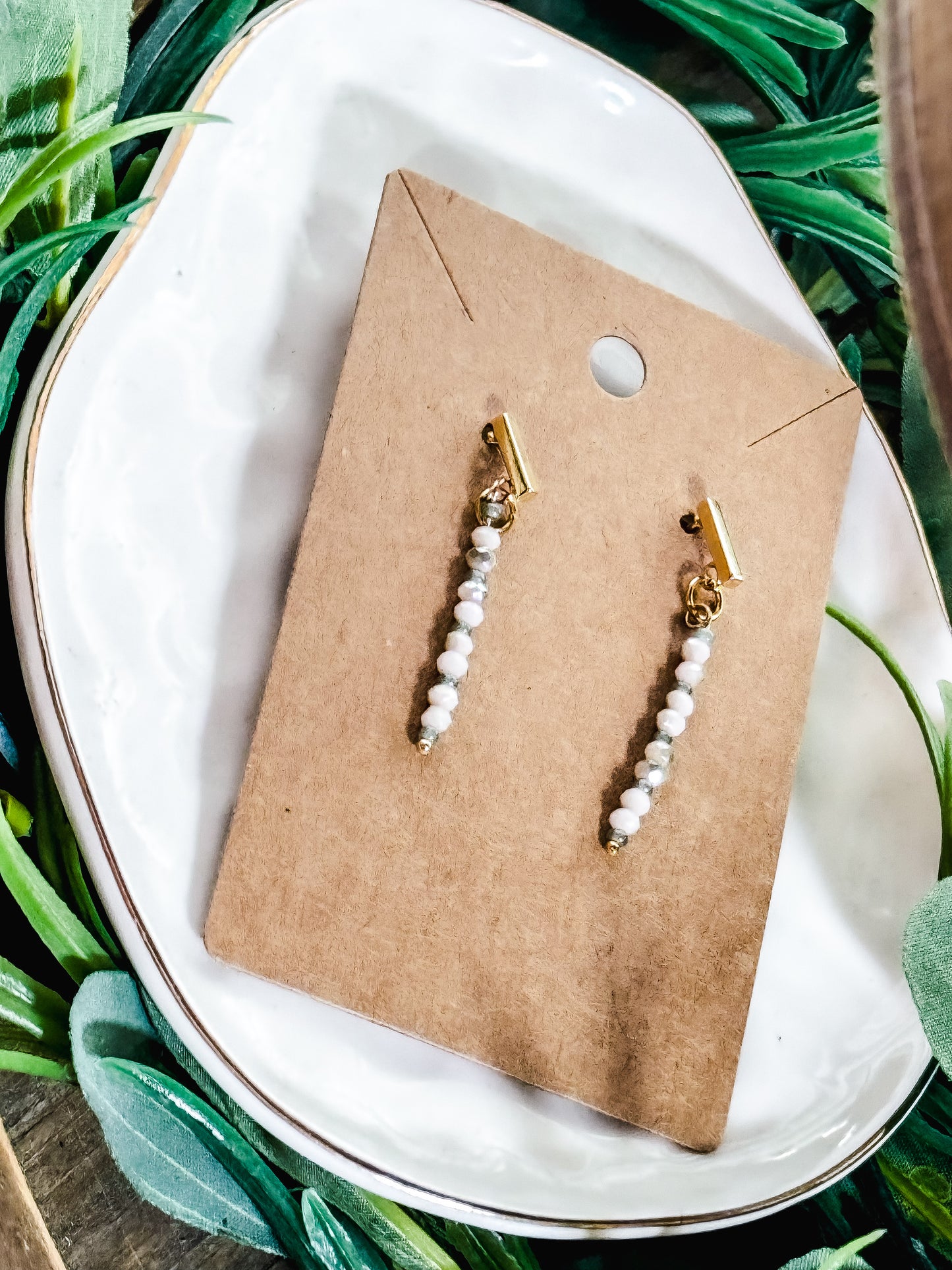 Boho crystal seed bead earrings