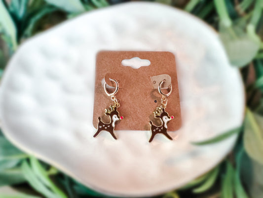 Retro Cutie Reindeer Christmas Earrings