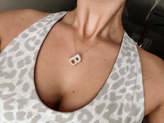 Sparkle bubble initial necklace