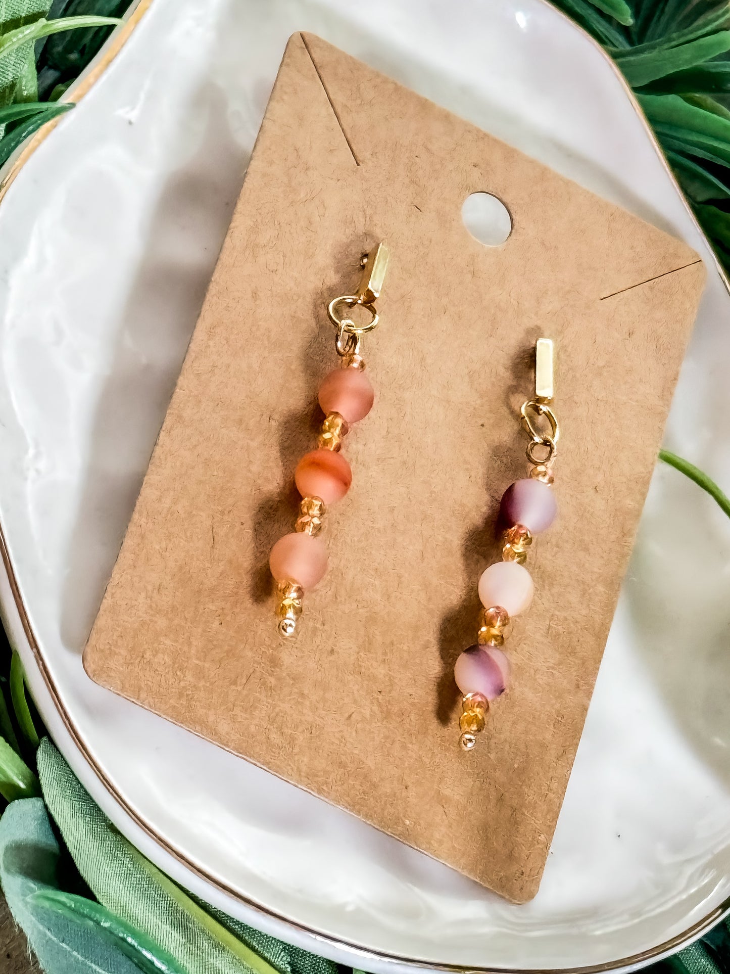 Fire agate stone earrings