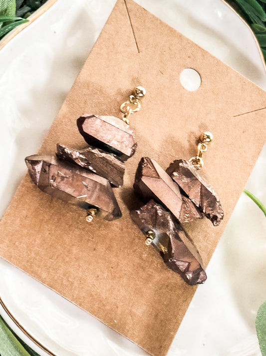 Bronze crystal boho earrings