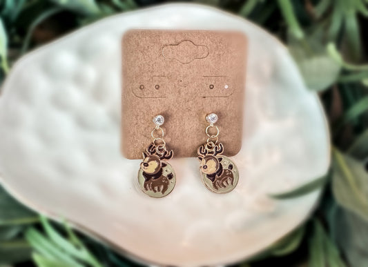 Vintage reindeer earrings