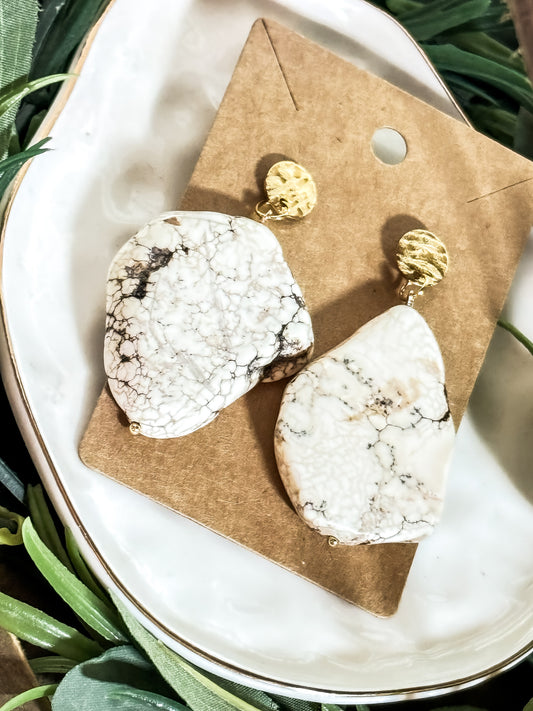 Natural white turquoise earrings