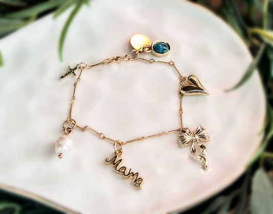 Dainty Gold Charm a bracelet