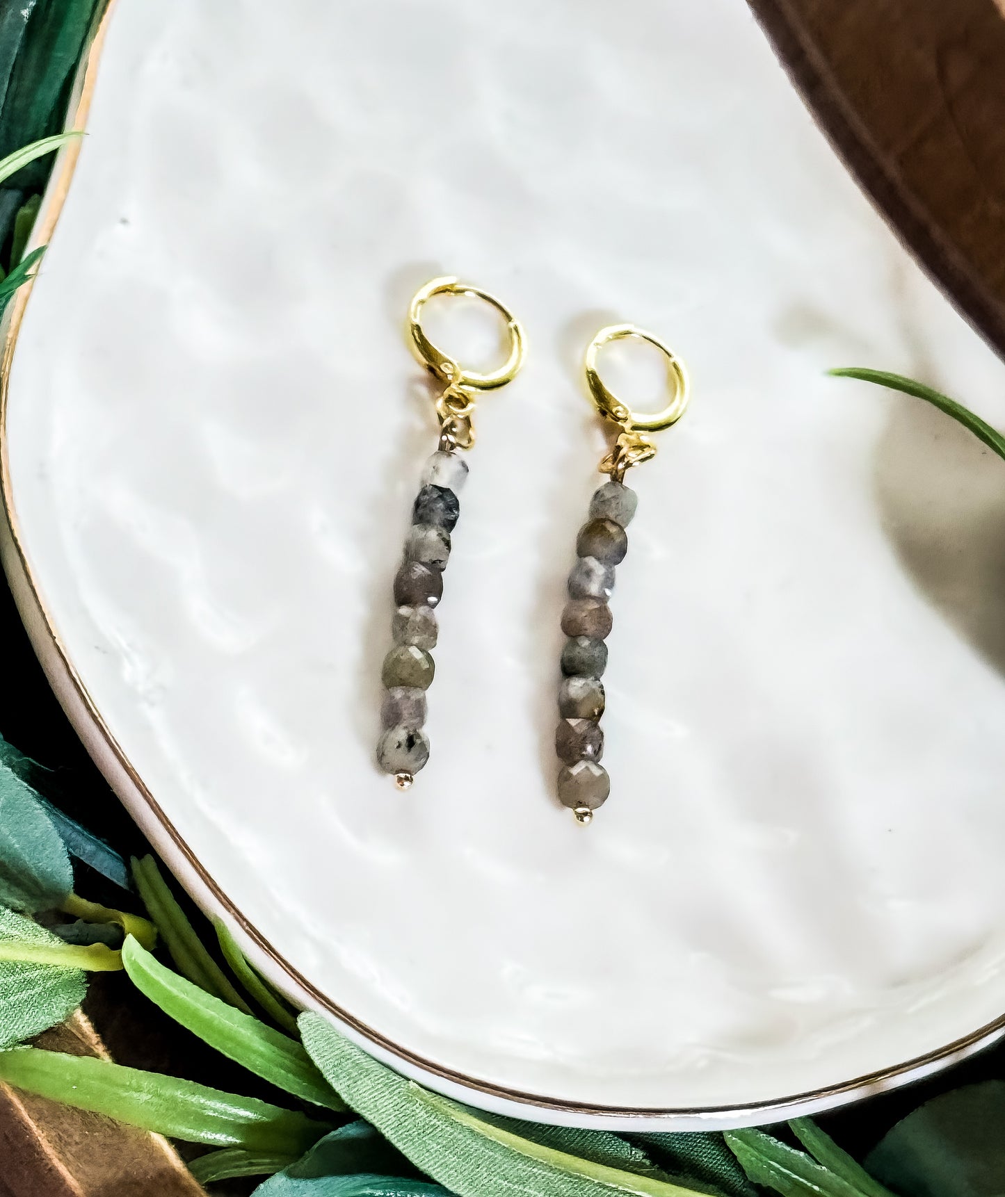 Natural Labradorite Stone Earrings