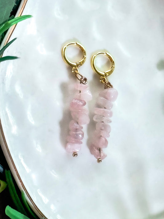 Natural rose quartz earrings