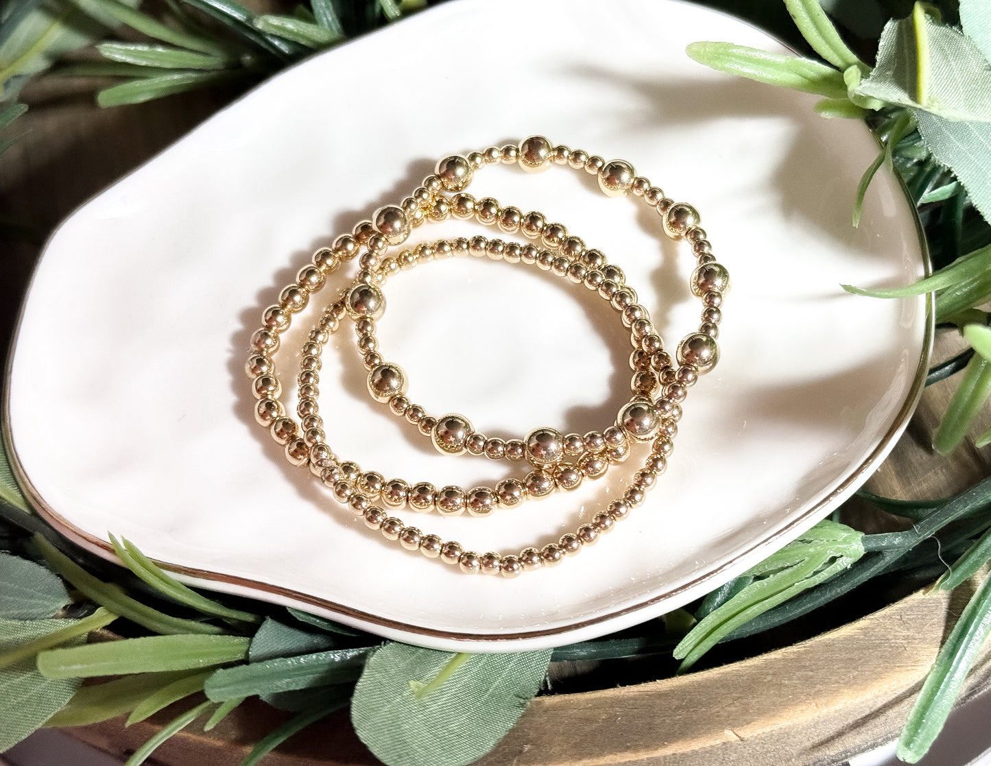 Classic Bubbly Gold Bracelet Stack