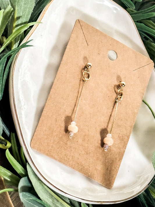 Natural tan stone boho drop earrings