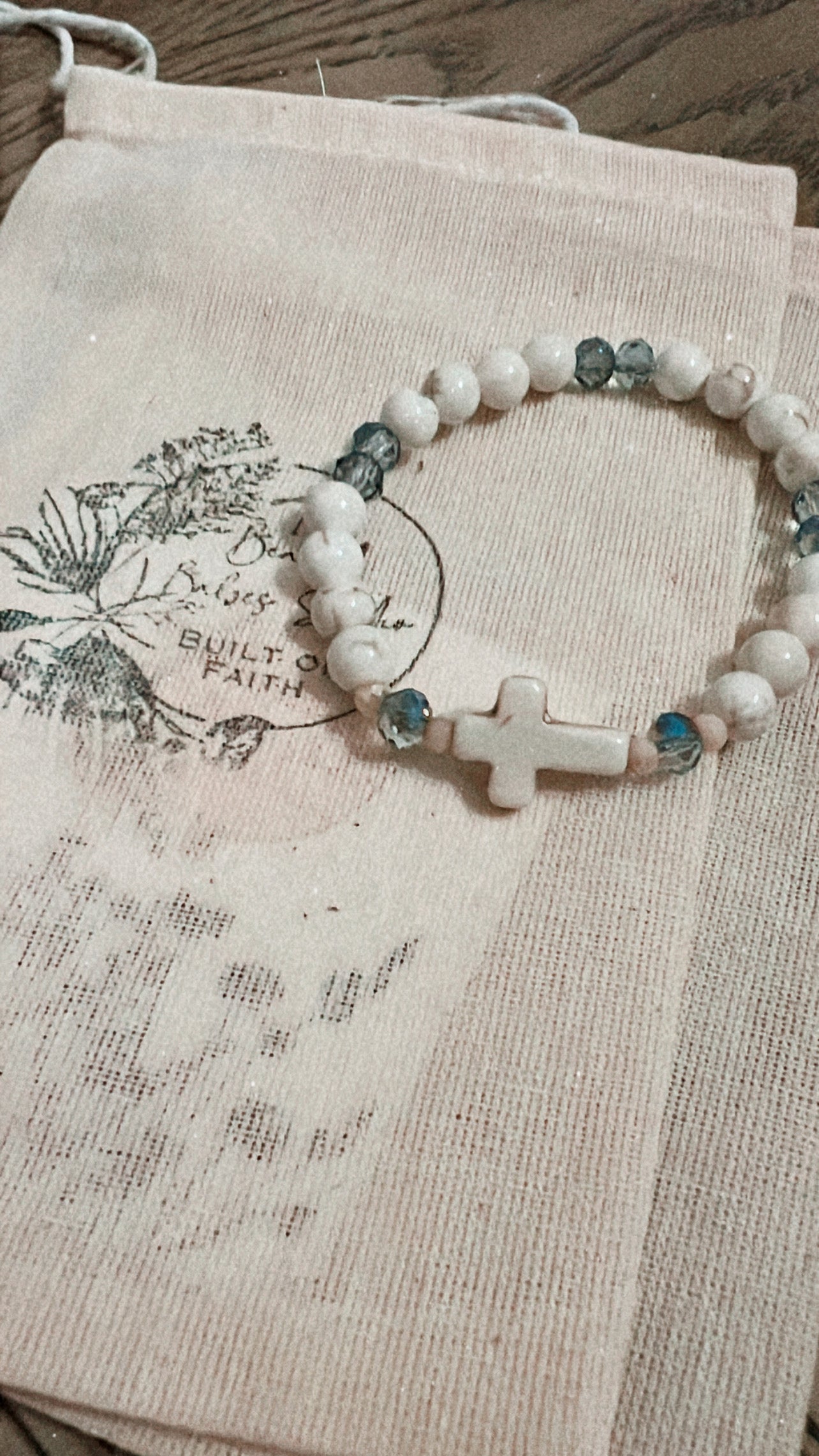 Cream Cross Bracelet