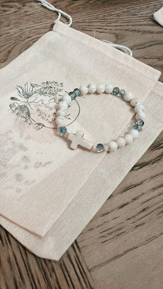 Cream Cross Bracelet