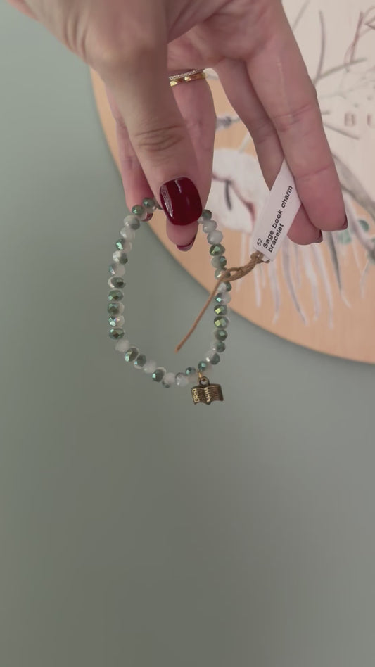 Sage Dainty Book charm bracelet