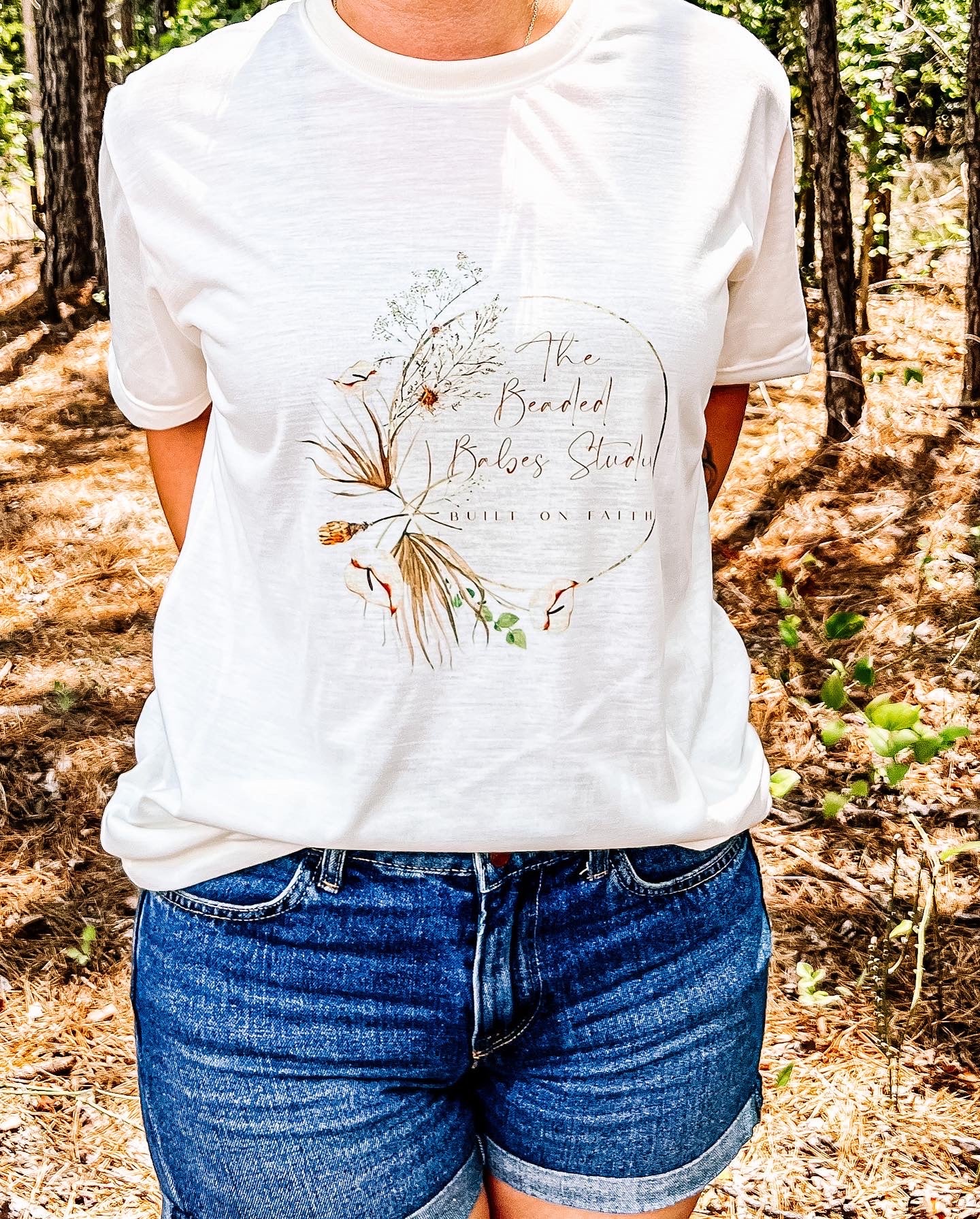 Beaded Babes T-Shirt in Cream